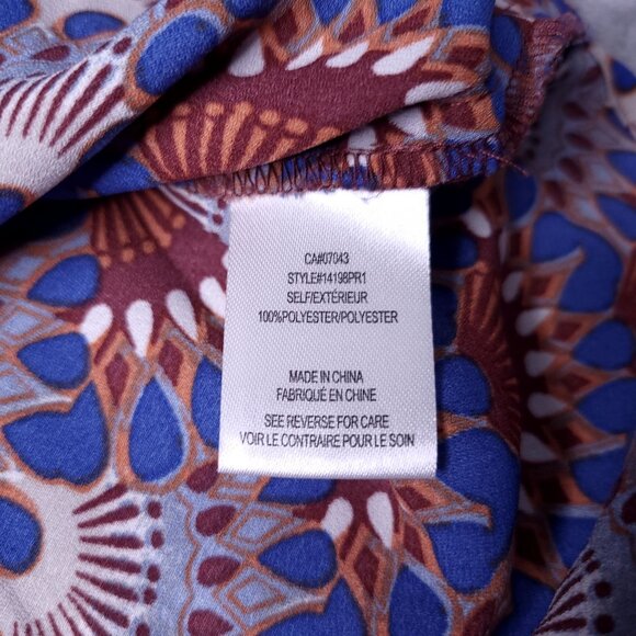 Daniel Rainn Womens Blouse Convertible Sleeve M Geometric Design Top Lightweight - Picture 7 of 9